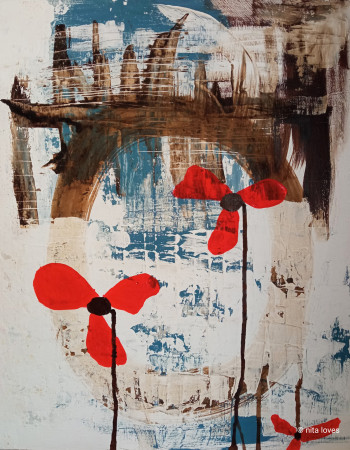 Red flowers II ( 45 x 56 cm )