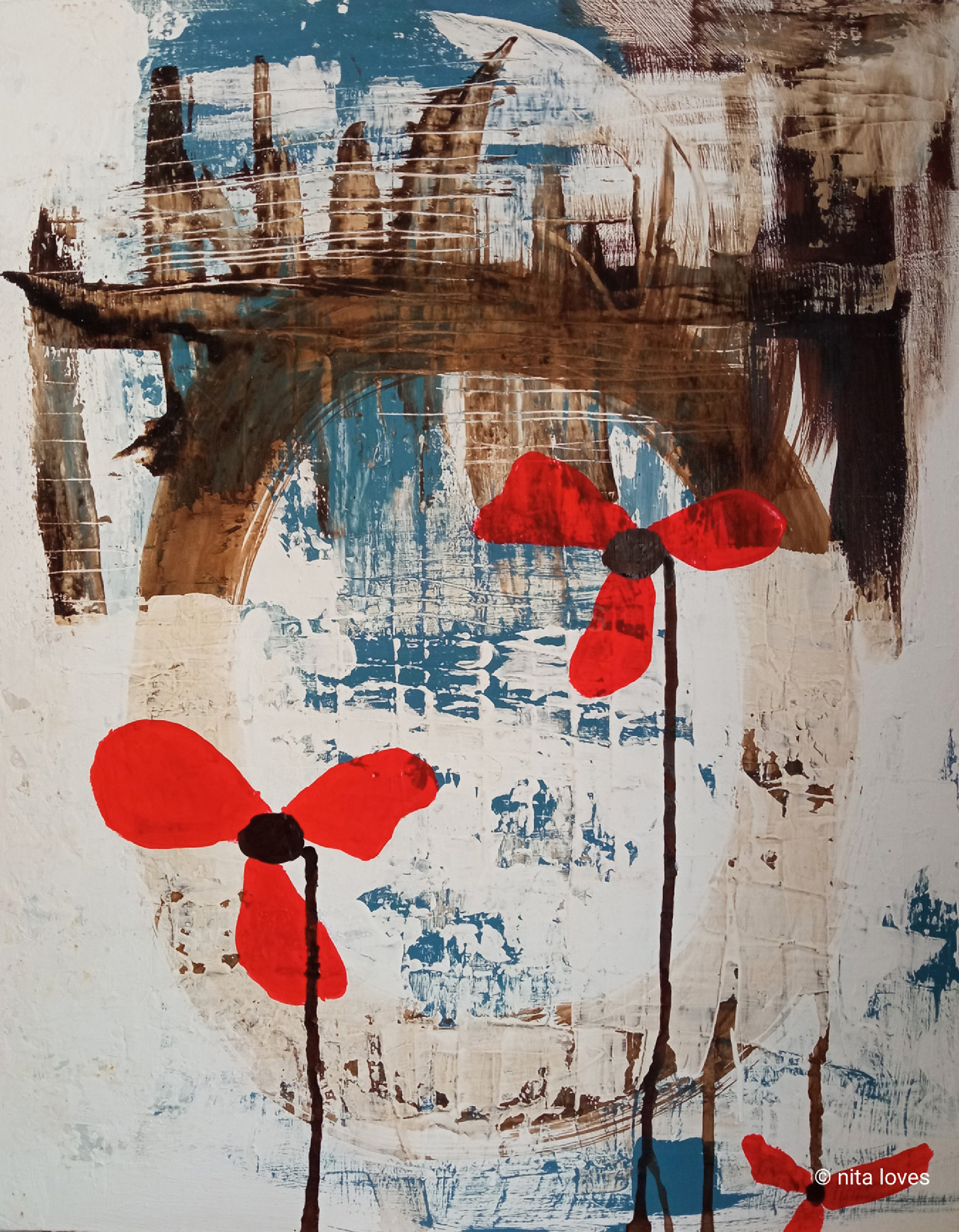 Red flowers II ( 45 x 56 cm )